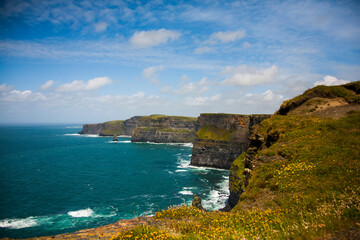 Fototapeta na wymiar Spring landscape in Cliffs of Moher (Aillte An Mhothair), Ireland