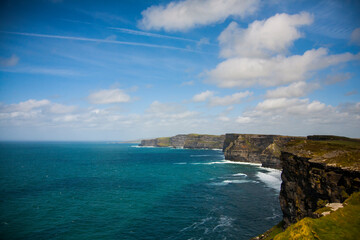Fototapeta na wymiar Spring landscape in Cliffs of Moher (Aillte An Mhothair), Ireland