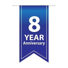 8 Years Anniversary Logo Blue Ribbon