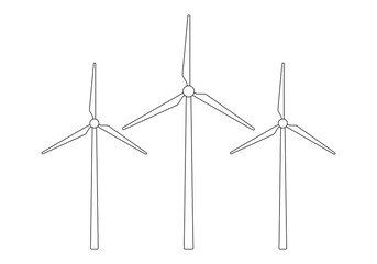 Wind turbine or power icon. Modern windmill silhouettes. Eco energy concept. Vector illustration. © metelsky25