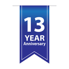 13 Years Anniversary Logo Blue Ribbon