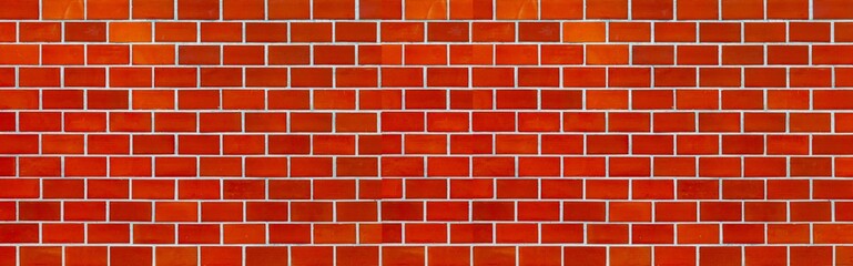 Panorama of Modern red brick wall texture for background