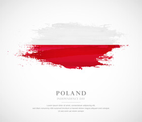 Abstract watercolor brush stroke flag for independence day of Poland