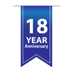 18 Years Anniversary Logo Blue Ribbon