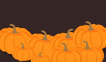 Autumn vector orange pumpkins horizontal banner design template