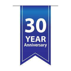 30 Years Anniversary Logo Blue Ribbon
