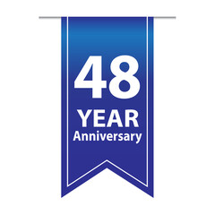 48 Years Anniversary Logo Blue Ribbon