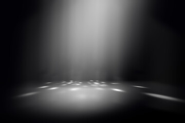 perspective floor backdrop black room studio with gray gradient spotlight backdrop background for display your product or artwork 