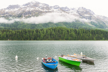 This lake is beautiful and in cloudy weather, St. Moritzersee, St. Moritz, Switzerland