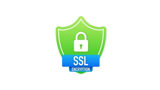 SSL encryption label. Secure banner. Motion graphics.