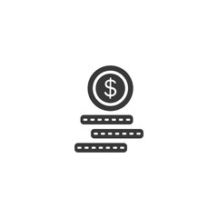 Cash money. Dollar coins. Isolated icon. Commerce glyph vector illustration