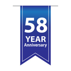 58 Years Anniversary Logo Blue Ribbon