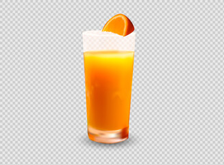 orange juice with orange slice. vector illustration.
