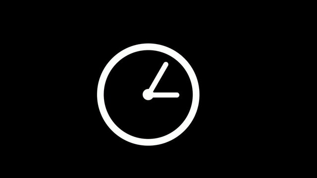 4k Time lapse modern clock  icon animated with drop shadow. first spinning clocks hand.