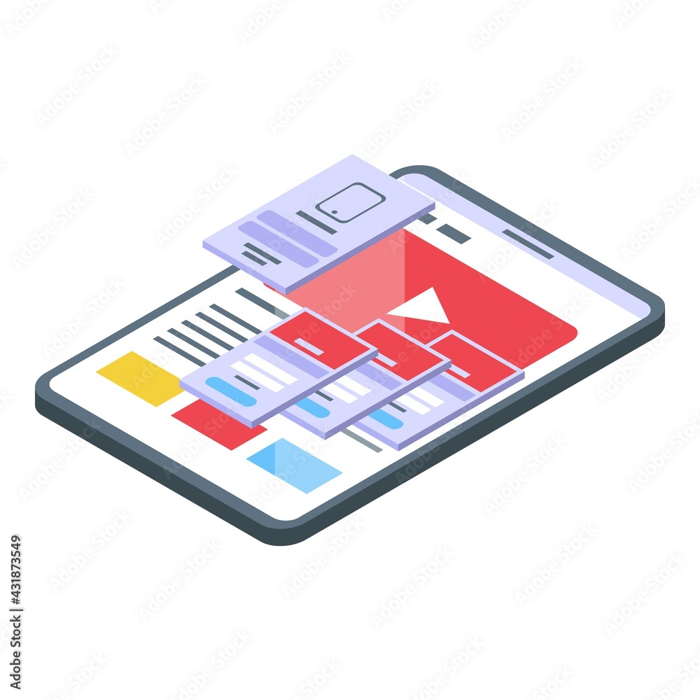 Poster web interface icon. isometric of web interface vector icon for web design isolated on white backgrou