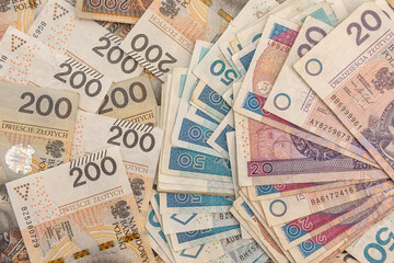 Fototapeta na wymiar Pile of different Polish money. financial concept