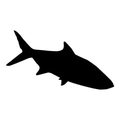 Saltwater fish sardine isolated black silhouette. Marine animal. White background. Vector illustration clipart.