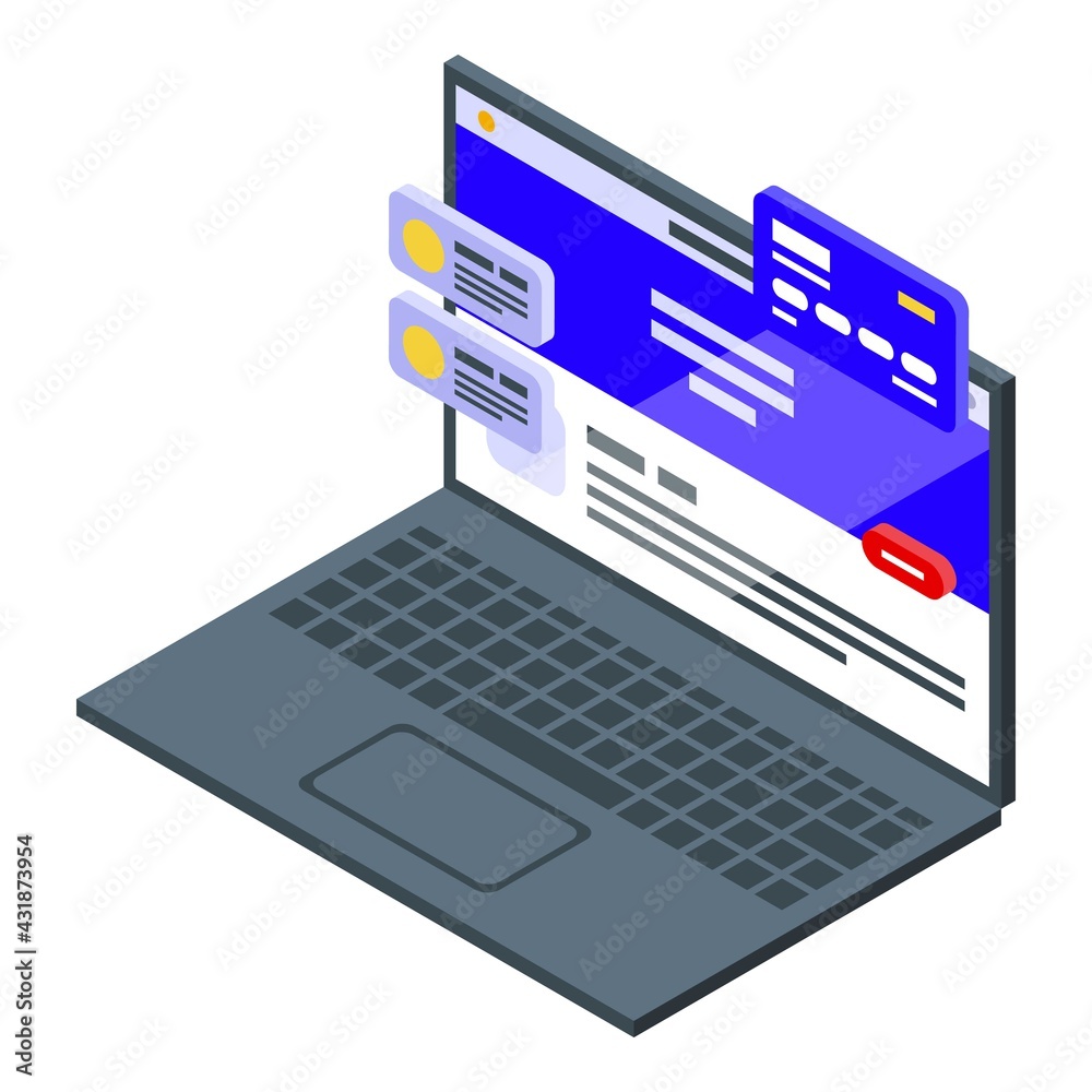 Poster computer interface icon. isometric of computer interface vector icon for web design isolated on whit