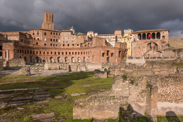 Beautiful view of Rome in Italy. Ancient historical ruins, famous monuments, alley's and streets.