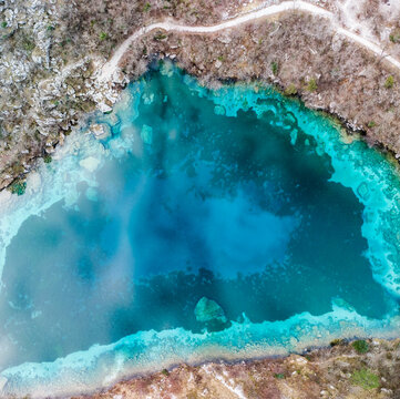 Crystal clear waters of the Cornino lake. Magic