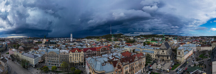 2021:Panoramic aerial view on Lviv from drone