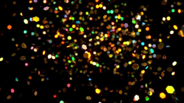 Color glitters explosion in super slow motion
