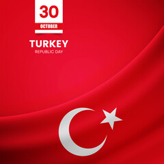 Creative Turkey flag on fabric texture. Vintage style republic day background