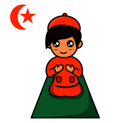 Vector illustration of cartoon boy praying after praying