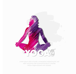21 june-international yoga day,paper cut yoga body posture, human silhouette and sun rays, vector illustration - Vector