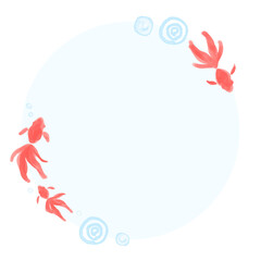 金魚のフレーム 和風 水彩風 ベクター