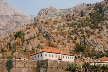 Fototapeta na wymiar Church of Our Lady of Remedy on the wall above the old town of Kotor in Montenegro