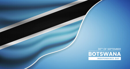 Abstract independence day of Botswana background with elegant fabric flag and typographic illustration
