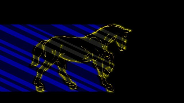 Funny animals,  horse  . Neon light. Design of advertising banners and websites. A glowing sign.