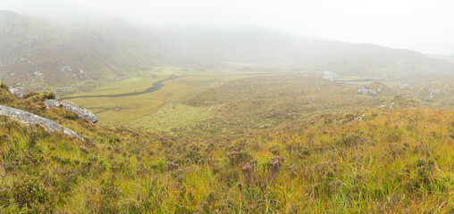 Scottish Highlands Moorland at Rainy Autumnal Day