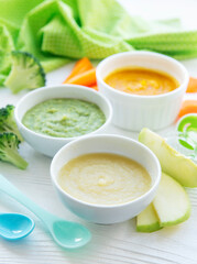 Assortment of fruit and vegetable puree