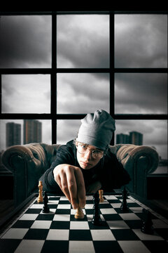 girl playing chess