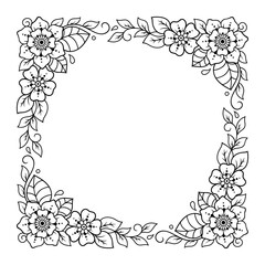 Stylized with henna tattoos decorative pattern for decorating covers for book, notebook, casket, magazine, postcard and folder. Flower in mehndi style. Frame in the eastern tradition.
