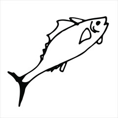 Naklejka premium world tuna day, doodle style fish, simple for logo, single line fish, fish logo, simple fish illustration, vector illustration