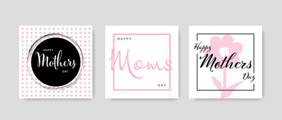 Elegant mothers day social media templates for instagram and facebook, clean editable graphic layouts for moms day