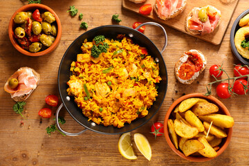assorted of spanish food- top view