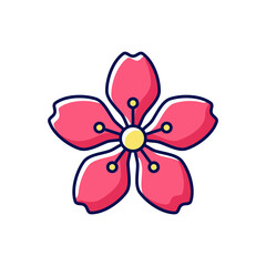 Cherry blossoms RGB color icon. Japanese sakura. Seasonal march flowers. Tree bloom. Chinese spring. Eastern flourish. Korean culture. Traditional symbols of Korea. Isolated vector illustration
