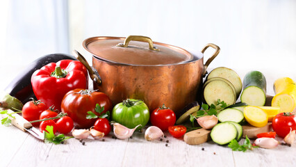 preparation of ratatouille or vegetarian dish