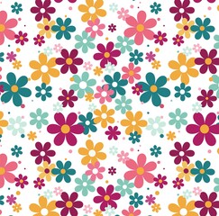 Seamless floral pattern on a white background.