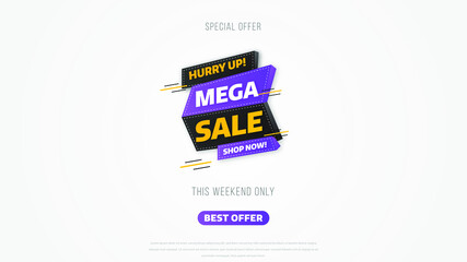 Obraz premium Sale banner template design with geometric background , Big sale special offer up to 80% off. Super Sale, end of season special offer banner. vector illustration.