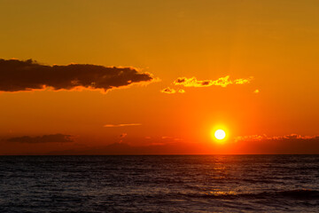 Sunset over the tropical sea.