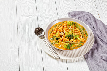 vegetarian coconut curry in a bowl, top view