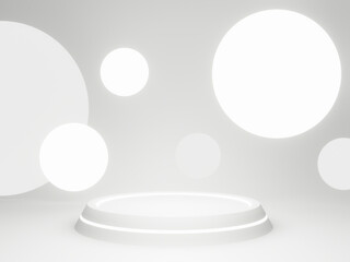 3D rendered white rounded product stand.