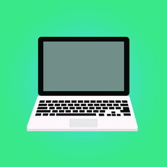 Laptop or notebook computer flat icon. Flat icon illustration. Color background. Vector illustration.