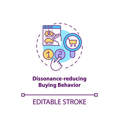 Dissonance-reducing buying behavior concept icon. Consumer behavior type idea thin line illustration. Budget and time limitation. Vector isolated outline RGB color drawing. Editable stroke