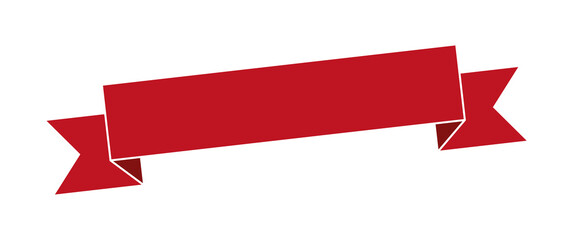 red vintage ribbon banner label on white background	